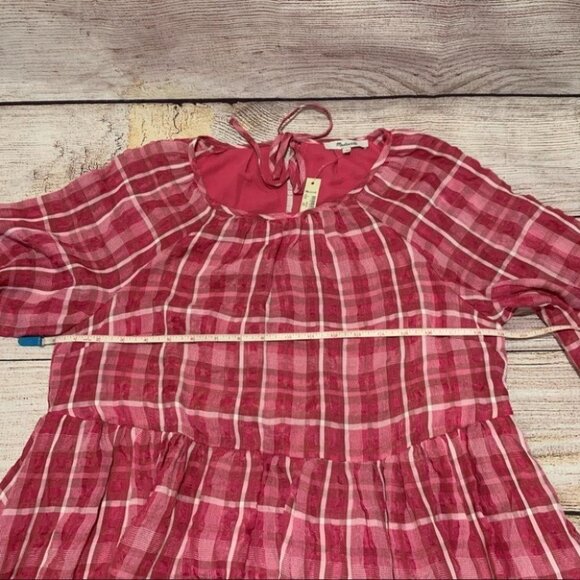 NWT Madewell Pink Plaid Babydoll Dress Size Small - Picture 13 of 14